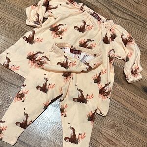Milkbarn Cream Fox Print Set 12-18 ~100% organic cotton
